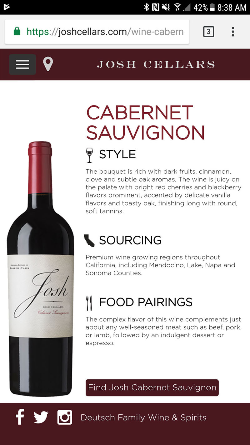 Josh Cellars Mobile Optimized